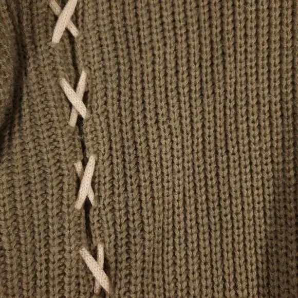 IJOAH Slouchy Knit Sweater Open Back Criss-Cross Lacing Mohair Blend SZ Large - Picture 7 of 13